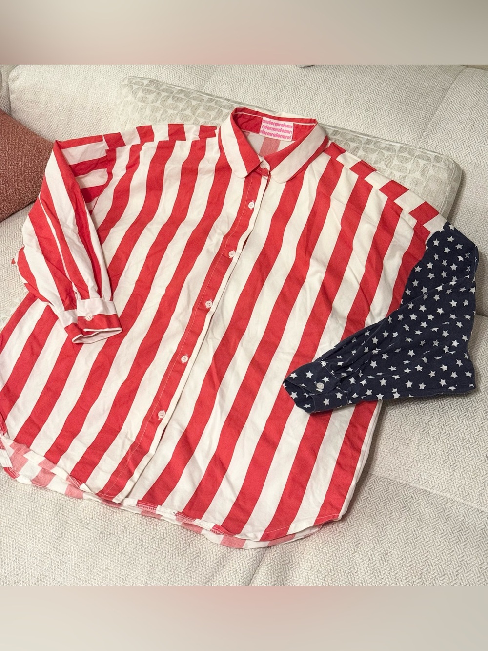 Fourth of July Stars & Stripes American Flag Button-Up Shirt